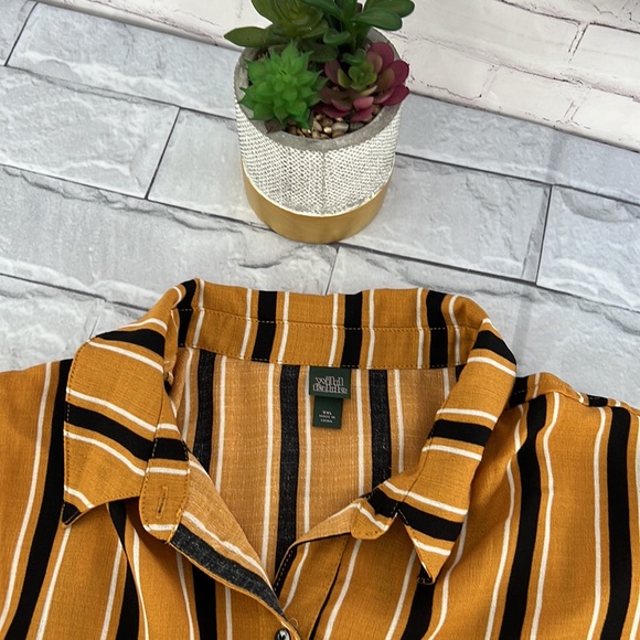 Wild Fable mustard yellow striped long sleeve shirt size 2XL - Picture 10 of 14